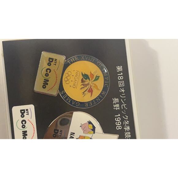 1998 Nagano Winter Winter Olympics Pin Badge Set - Docomo, Novelty, Vintage - Picture 11 of 14